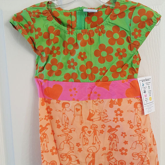 Girls DRESS Batik Print Bow Back NWT - Picture 1 of 3